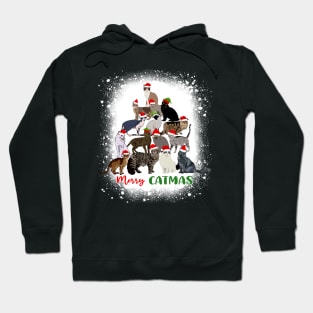 Bleached Merry Catmas Christmas Cat Tree Hoodie